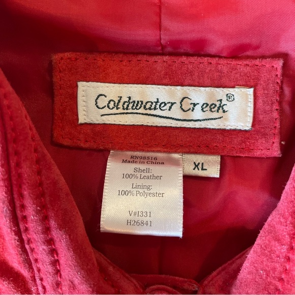 Coldwater Creek Womens Snap Closure Red Leather Suede Jacket Size L Fitted - Picture 3 of 5